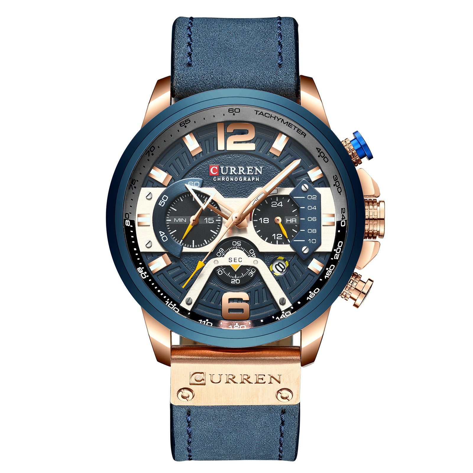 Curren-- men's watch Business belt watch calendar men's watch Six-hand quartz watch